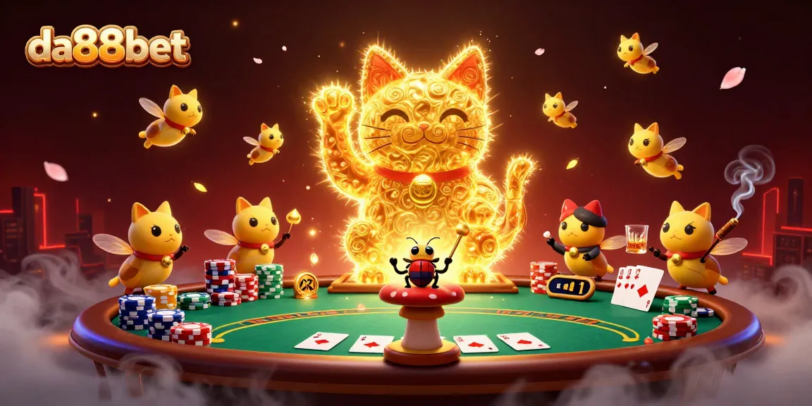 Feel the thrill at da88bet with vibrant gameplay and immersive casino symbols in this captivating illustration.
