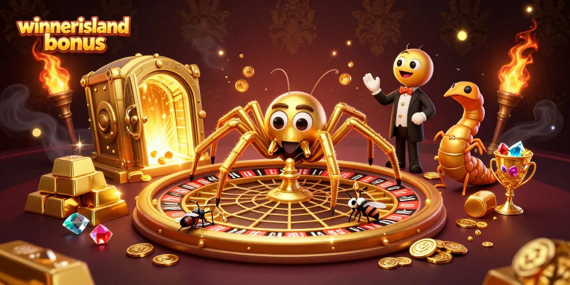 Engage with the exciting winnerisland bonus in this vibrant casino scene illustrating golden treasures and dynamic gameplay.