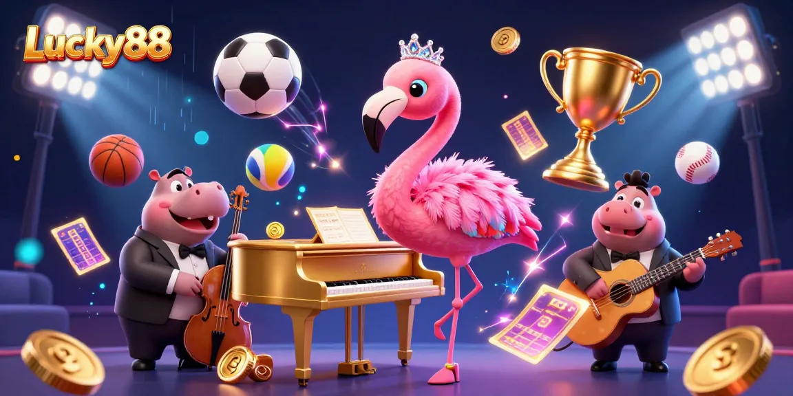 Experience the excitement of Lucky88 with vibrant visuals and dynamic gaming elements in this lively casino scene.