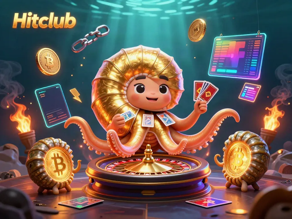 Engage in immersive gambling at Hitclub with a vibrant 3D casino illustration.