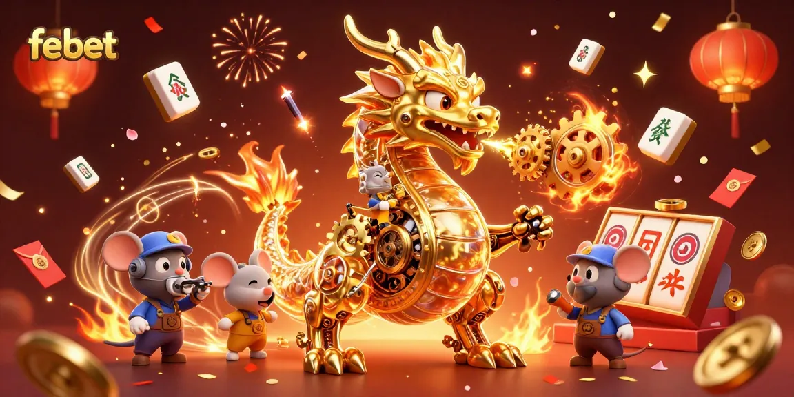 Experience the exhilarating world of febet with a colorful 3D illustration depicting a golden dragon and vibrant casino elements.