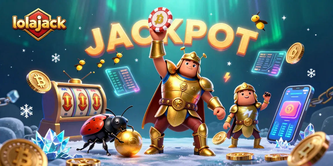Experience exciting wins at Lolajack Casino with vibrant characters and golden casino elements.